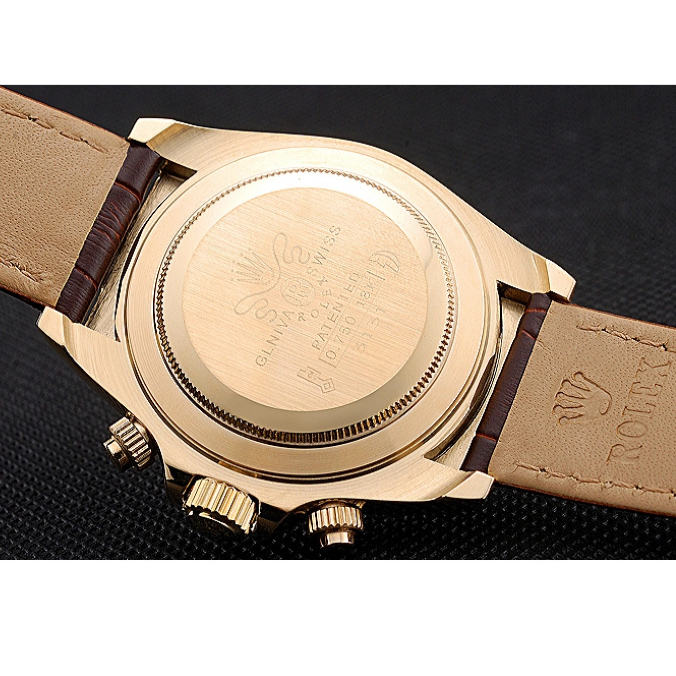 Rolex copies cheap Leather Cosmograph Case 622634 Black Bracelet Daytona Subdials Brown Rolex Gold 0702